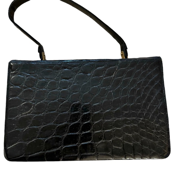 SOLD Vintage Alligator Leather 2 Handbags Frame Bag Brown Black Purse Classic - Picture 5 of 16